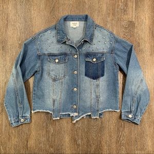 Midnight Muse Cropped Studded Jean Jacket